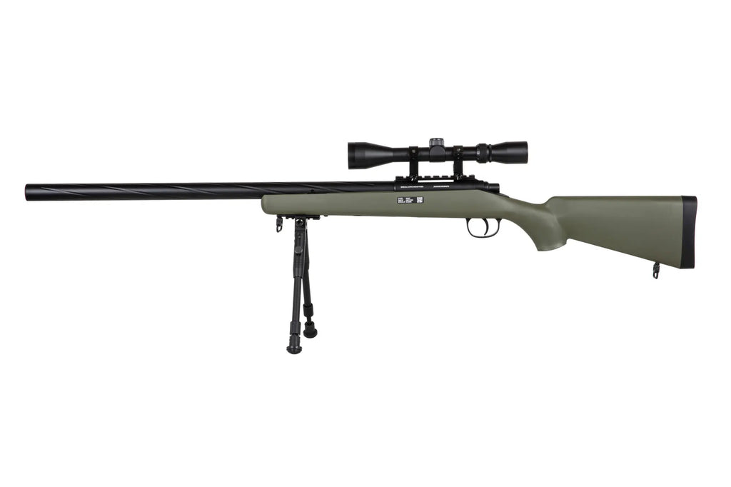 Specna Arms SA-S12 sniper airsoft rifle with scope and bipod Olive