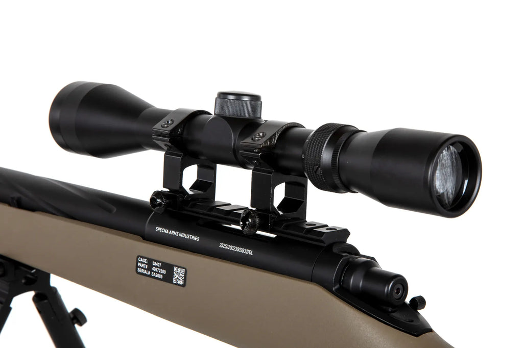 Specna Arms SA-S12 sniper airsoft rifle with scope and bipod Tan